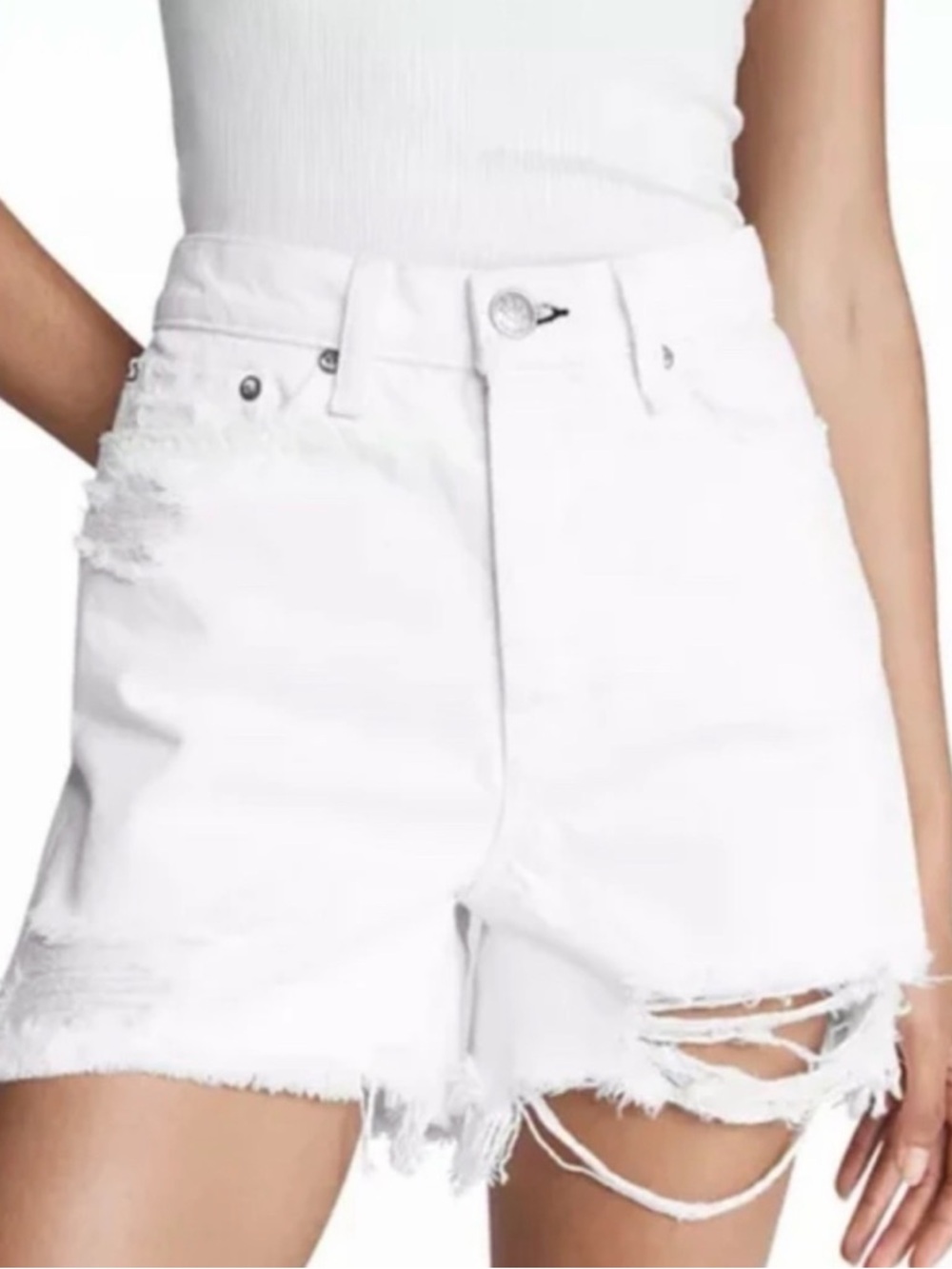Rag & Bone Maya High Rise Shorty Short jean shorts in white NWT